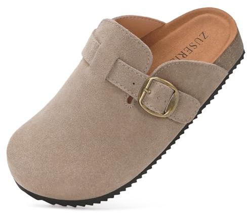Zuecos niño Cómodas Zapatos Casa niñas Cerradas Zapatillas de Jardín Suave Pantuflas Ajustables Hebilla Corcho Plantilla Antideslizante Suela