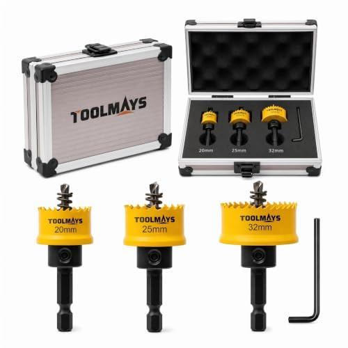 TOOLMAYS 20,25,32mm Hole Saw Sets, 3pcs M42 Bi-Metal Hole Cutter with Hex Key, Holesaw Set With Drill Bit For Drilling Thin Stainless Steel, Aluminum Alloy, Iron Sheet, Wood, Plastic, PVC