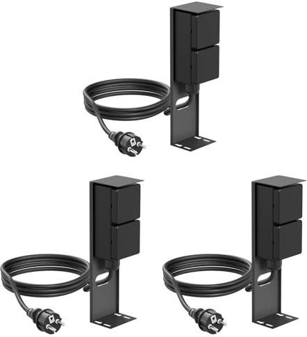 ledscom.de 3 Prises de Jardin Colonne PIWI avec 2m de câble pour l'extérieur, IP44, 2X, Anthracite