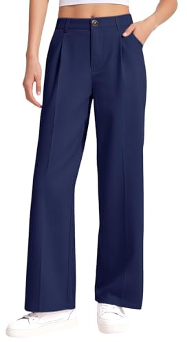 Pantaloni scolastici per ragazze, pantaloni da vestire per bambini, gamba dritta, vita con elastico posteriore, pantaloni scolastici uniformi tinta unita, con tasche, elasticizzati, casual, con