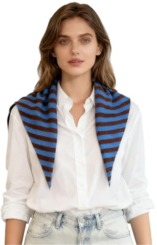 FUIPVGI Scarf Knitted Triangular Scarf, Stripe Knitted Triangle for Women, Women Headscarf Y2k Aesthetic Headscarf Shawl Cozy Neck Warmer, Winter Warm Shawl Ladies Girls Neckerchief (Stripe)
