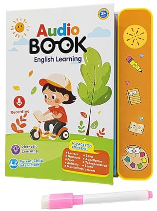 Libro Audio Inglese Parole Libro Educativo Interattivo con Esercizi di Ascolto Realizzato in Pp Adatto per Apprendimento Linguistico Bambini