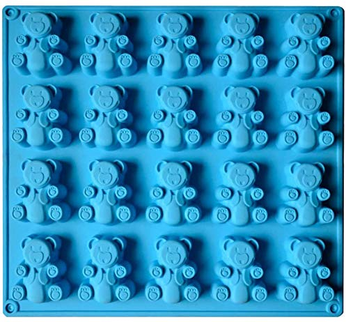 Palksky 20 Cavity Large Gummy Bear Mold/Big Bear Crayon Mold for Brownie Muffin Chocolate Ganache Jelly Pralines Caramels Candy Soap Bar Bath Bomb Mould
