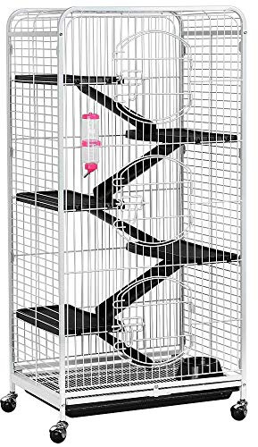 Yaheetech Jaula Hurones Grande con Pie 64x43x131cm Jaulas para Roedores Hamster Caseta para Conejos Enanos Blanca