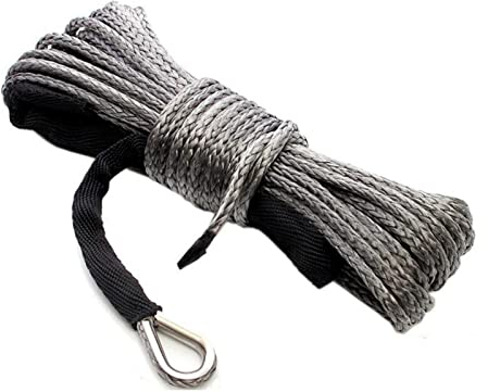 Umisu Verricello - Cavo per guaina, linea sintetica verricello 7700 kg, 6 x 15 m, per ATV UTV, SUV, campeggio, auto, barca, 4 x 4, con copertura di protezione e gancio