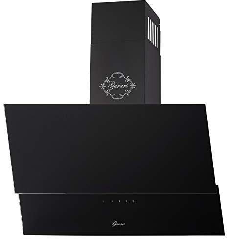 Hotte Murale 90 cm GURARI GCH D 268 9 Prime/Hotte aspirante Noire classe A 1000 m³/h avec Télécommande/Hotte de Cuisine avec Evacuation ou Recyclage/Hotte Inclinée avec Filtre à Charbon