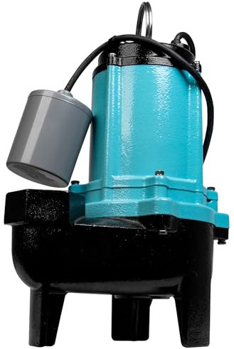 Little Giant 10SC-CIA-RF 115 Volt, 1/2 HP, 7200 GPH Automatic Cast Iron Submersible Sewage/Effluent Pump with Piggy-back Float Switch and 20-Ft. Cord, Blue, 511433