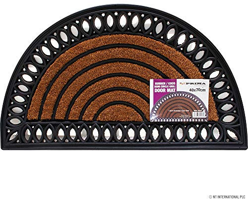 BARGAINGALORE HEAVY DUTY NON SLIP DOOR MAT HOME SEMI CIRCLE GRILL RUBBER NATURAL COCO 40 X 70