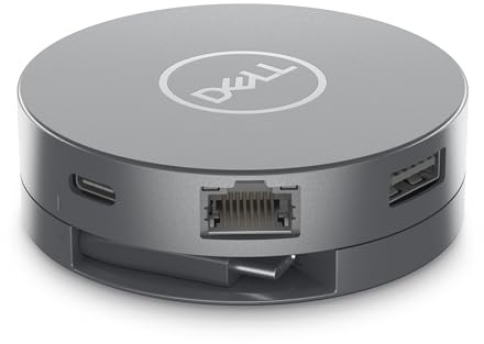 Dell Adaptateur multiport USB-C DA305 6 en 1 - Câble coaxial Rond, Plug and Play, USB-C intégré - Gris
