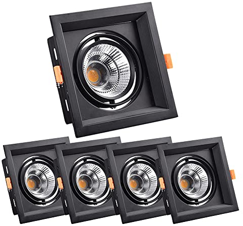 FAZRPIP 5er-Pack Quadratische LED-Downlights Einbaublende Trim Schwarz Mini-Deckenleuchte Blendfreies Einbau-Downlight Ultradünne Einbauleuchte für Badezimmer, Küche, Toilette