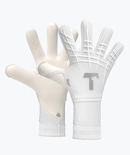 T1TAN White Beast 3.0 - Goalkeeper Gloves with Finger Protection - Football Gloves for Teenagers and Adults, Unisex - Negative Cut and 4mm Gecko Grip - Gr. 9
