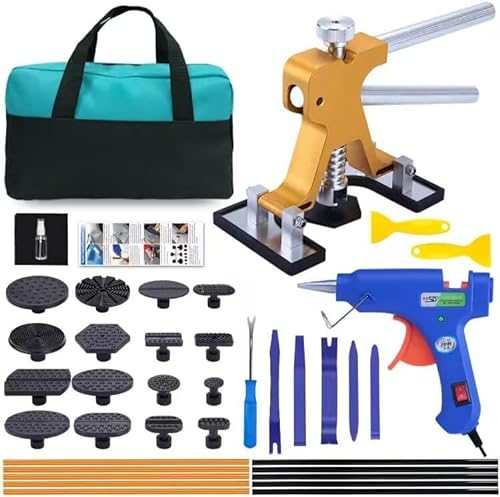 Dellen Reparaturset Dent Puller Set - Dellen Reparatur Ausbeulwerkzeug, Auto Paintless Dent Removal Kit, DIY Golden Lifter für Fahrzeug Dellen/Tür Dings/Hagel Schaden Entfernen