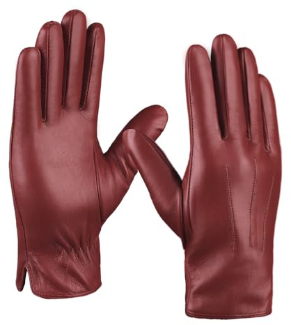 MGGMOKAY Gants d'hiver en cuir pour hommes Gants de conduite en peau de mouton doux doublés de cachemire chaud