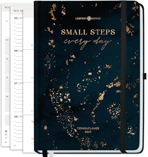 Lebenskompass Kalender 2025 Buchkalender A5 SCHIMMER - Schöner Wochenplaner 2025 & Terminkalender 2025 - stabiles Hardcover mit edler Folienprägung