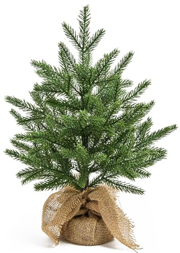 45CM Mini Albero di Natale Artificiale da Tavolo, Piccolo Albero di Natale Decorato con Rami in PE per Decorazioni Casa Ufficio Interno