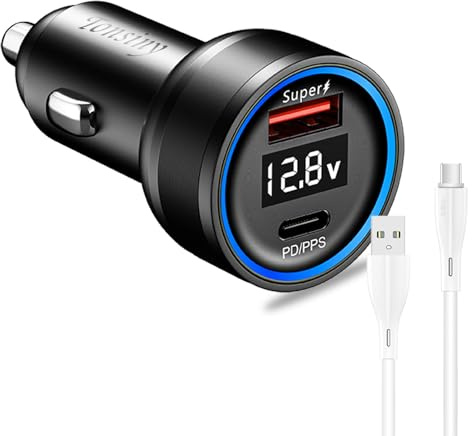 100W superVooc billaddare med kabel 1m för oppo Reno12 10 8 Find x8 X7 X5 Spänningsdisplay 2 portar 12V Usb laddare för Realme 11 10 8 GT 5 6 7 oneplus 12 10 11 Nord CE 4 superdart biladapter Warp