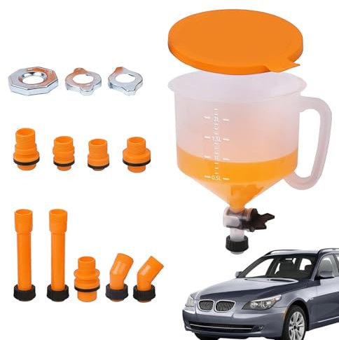 15 Piece No Spill Coolant Funnel Kits, Antifreeze Coolant Funnel | Car Radiator Coolant Filling Funnel Kit | Cooling System Funnel Allows Access To Hard-To-Reach Radiators, Automotive Bleeder (Orange)