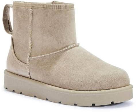 sole london LADIES SLIP ON WOMENS FLAT FAUX FUR LINED WARM WINTER ANKLE SHOES BOOTS