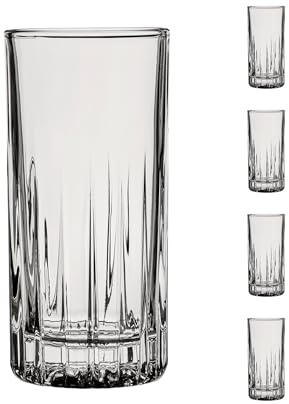 Ocean by Anchor Hocking Present Glassware Traze Highball Glasses (4-Pieces), 12-ounce, Dishwasher Safe