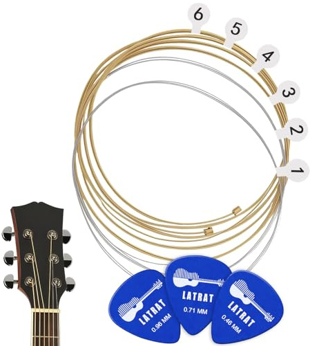 LATRAT Saiten für Folk-Gitarre, für Westerngitarre & Akustikgitarre, Geschenk mit 3 Plektren