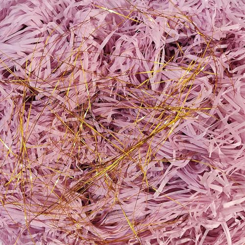 500g Shredded Tissue Paper, Shredded Paper for Hampers, Ideal Hamper Filling and Gift Packaging Filler, Golden Silk Purple Pastel