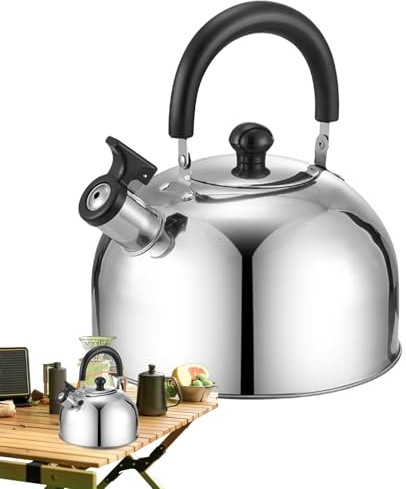 Whistling Tea - 2-3 l - Dessus de cuisine en acier inoxydable - Avec poignée résistante à la chaleur - Bras sifflant puissant pour l'eau bouillante, sifflet - Cuisine Home Thé Café