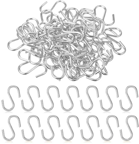 Zelphvt 60Pcs 1 Inch Small S Hooks for Hanging Silver Mini Ornament Hooks Hanger Metal Mini S Hooks for Jewelry, Necklaces, Plants, Lights, Potted Plants, Keychain