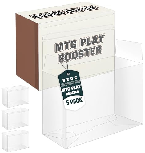 5 Pack MTG Play Booster Box Protector PET Plastic Clear Play Booster Display Cases for Sealed Booster Boxes with Lid Storage Box for MTG Collectors-0.7MM Thick
