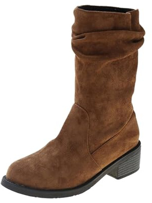 Generisch Botas occidentales para mujer, elegantes botas con tacón, botas de vaquero, medias y cómodas, botas de tobillo para mujer, botas de invierno, marrón, 42 EU