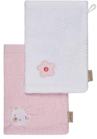 Sterntaler Waschlappen Doppelpack Bär Betty, 2er Pack Baby-Waschlappen, saugfähige Baumwolle, schöne Webkanten, süße Stickerei, weich und pflegeleicht, 21×15×0,5 cm, rosa