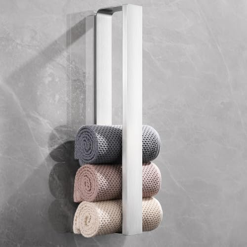 Gsocel Toalleros de Baño sin Taladro | Toallero Adhesivo de 42 cm, Acero Inoxidable Plateado - Colgador Toalla Baño Autoadhesivo, Ideal para Baño y WC, Pegado Instantáneo