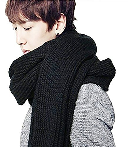 FakeFace Unisexe Écharpe Hiver Foulard Tricoté pour les Hommes Écharpe en Tricot Chaud Longue Épaisse 190 x 35 cm