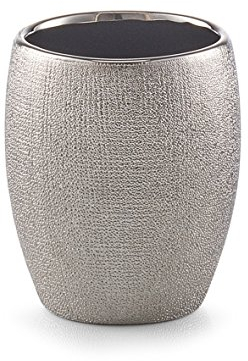 'Zeller 18754 bicchiere per spazzolino da denti Glitter, Gres, Argento, 8.1 x 8.1 x 9.80 cm
