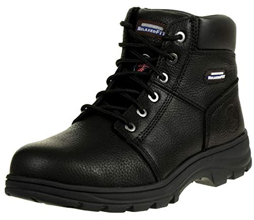 Skechers Herren Workshire Kampfstiefel, Black Embossed Leather, 41 EU