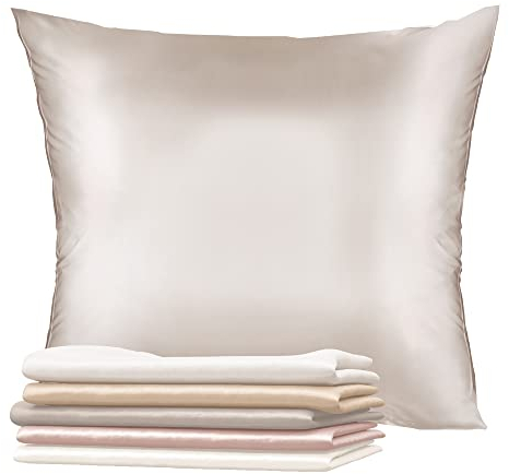 Kissenbezüge Seide - 80x80 cm - Gewicht 19 Momme 100% Reine Maulbeerseide Doppelseitig - Seidenkissenbezug für Haar und Haut, Anti-Aging, Anti-Bettwanzen - Silber Grau