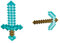 Disguise DISKX65684 Minecraft Kunststoff-Replik Diamant-Schwert Zubehör, Sword, Einheitsgröße & Minecraft DISKX65685 Accessories Kostüm, Diamant Spitzhacke, 4 Jahre+, Einheitsgröße