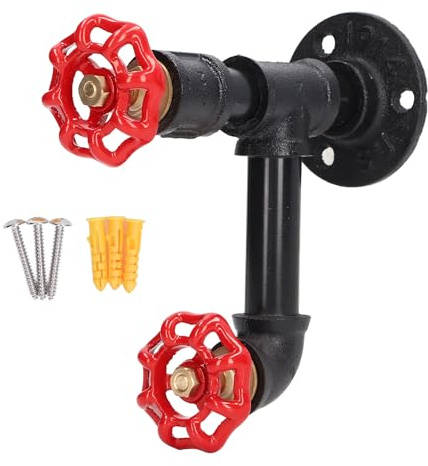 Tissting Perchero de Tubo Industrial Rojo Estilo – Soporte de Pared para Toallas, Sombreros y Accesorios, Organizador Multifuncional para el Hogar(C Style)