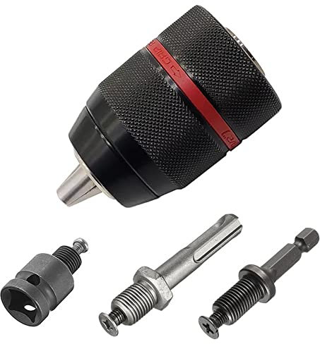 Saipor 1.5-13mm Quick Change Keyless Chuck Self-Tighten 1/2-20UNF Thread Hand Drill Chuck Converter Quick Change Adapter for Impact Drivers