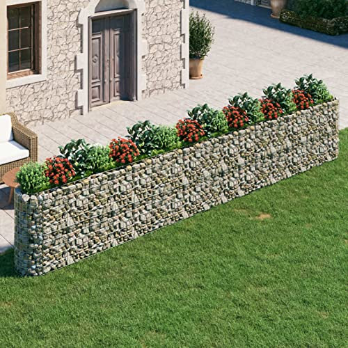 ZHOUMIN Gabionen-Hochbeet, Kräuterspirale, Hochbeet Im Garten, Pflanzkübel, Pflanzsteine, Verzinktes Eisen 610x50x100 cm