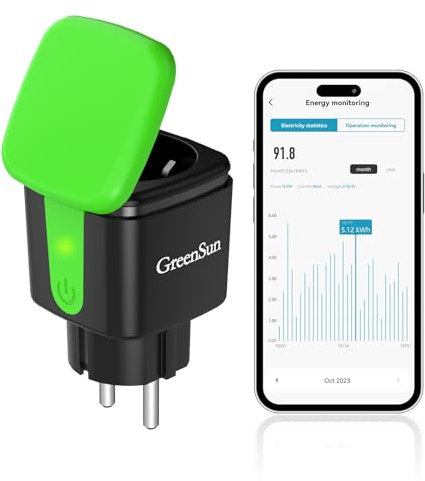 GreenSun WLAN Steckdose Outdoor - Smart Life APP Fernbedienung, Outdoor Steckdose Zeitschaltuhr Aussenbereich mit Strommessung Kompatibel mit Alexa, Google Home, IP44 Außensteckdose