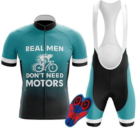 Traje de ciclismo hombre Jersey Maillot de bicicleta ,Camiseta Corta+ Bib Shorts Acolchados, Almohadilla de Asiento de Gel 9D Para Montar En Bicicleta Conjunto Cómodo y De Secado Rápido (TYP-9,2XL)