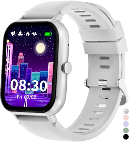 JUBUNRER Smartwatch Bambini Cardiofrequenzimetro Monitor Sonno Contapassi Pedometro Sport Impermeabile Sveglia Calcolatrice Orologio Bambino Bambina Fitness Ragazzi Ragazze Adolescenti Regalo