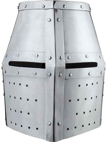 ANTIQUEMEDIEVAL Crusader d'acciaio Grande Elmo Medievale Protezione Testa Cavaliere Crusader Armatura