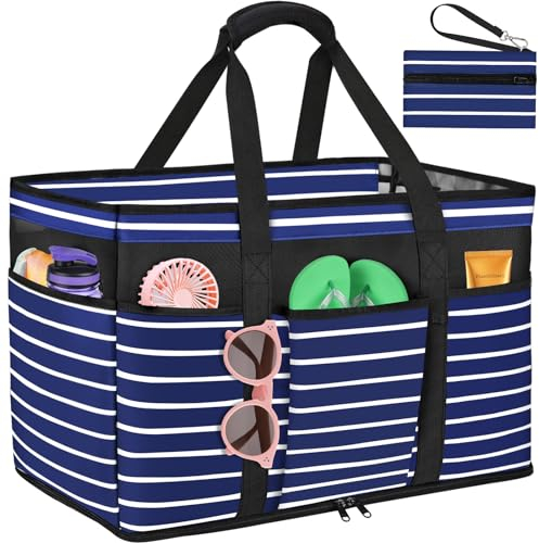 LUROON Strandtasche XXL Familie mit Reißverschluss, Badetasche Große Damen Faltbare Badetasche XXL Familie Leicht Beach Bag Schwimmbadtasche für Strand Pool Picknick Reisen 50 * 35 * 20cm