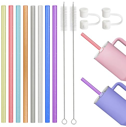 8 Pezzi Cannucce Plastica, Cannucce Riutilizzabili, Cannucce Bubble Tea, Con Spazzola Per La Pulizia, Cannucce Ecologiche Senza BPA Per Varie Bevande (8 Colori, 30 cm)