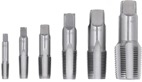 Juego de 6 piezas de machos de roscar de tubería NPT 1 pulgada 3/4 pulgadas 1/2 pulgadas 3/8 pulgadas 1/4 pulgada 1/8 pulgadas acero al carbono para tubos de PVC
