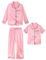 ALISISTER Girls Silk Pyjamas Kids Button-Down Pjs Sets Three-Piece Long Pyjamas Satin Sleepwear Pink 5-6 Years