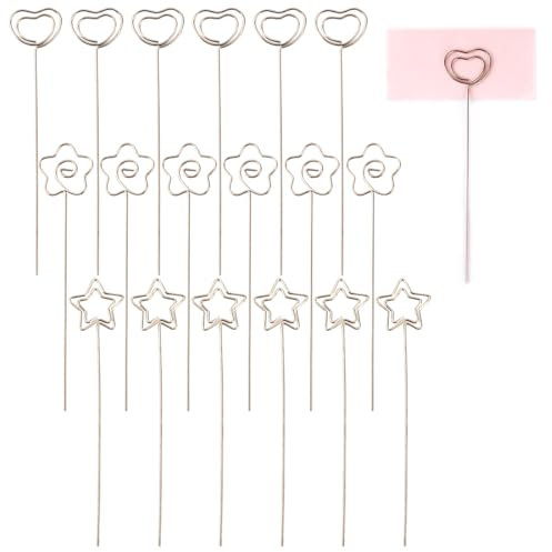 EORPAVU Soporte para Tarjetas de Metal para Comensales - 18 Piezas de Clips para Fotos y Notas de Mesa