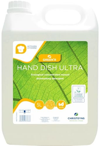 GREEN'R Hand Dish Ultra Concentrated Manual Dishwashing Liquid, Professional Kitchen Detergent, Christeyns Clover (5 Ltr)