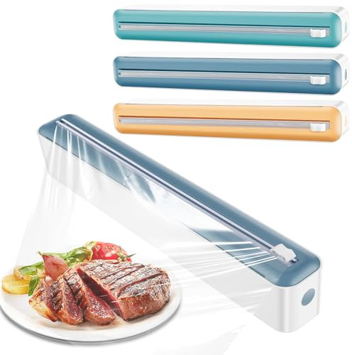 LuLobtg Cling Film Dispenser and Cutter, 3pcs Magnetic Tin Foil Wrap Dispenser Storage and Cutting Box, Plastic Cling Film Cutter With Slider for Home Kitchen Restaurant 35.7 x 5 x 5.3cm